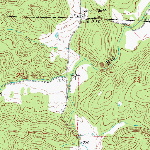 Topographic Map of Telleck Branch, MO