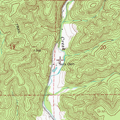 Topographic Map of Terry Cemetery, MO