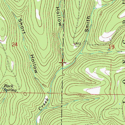 Topographic Map of Terry Hollow, MO