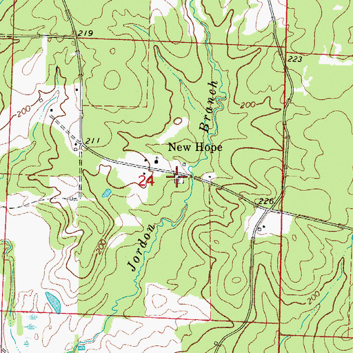 Topographic Map of New Hope Cemetery, AR