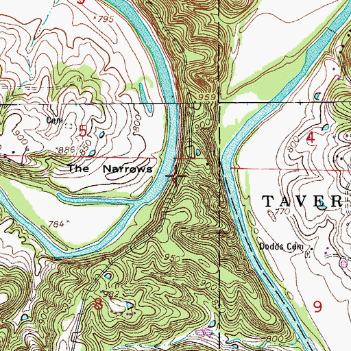 Topographic Map of The Narrows, MO