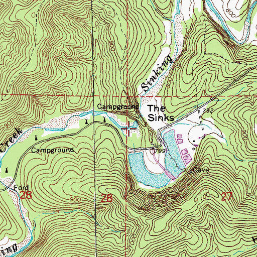 Topographic Map of The Sinks, MO