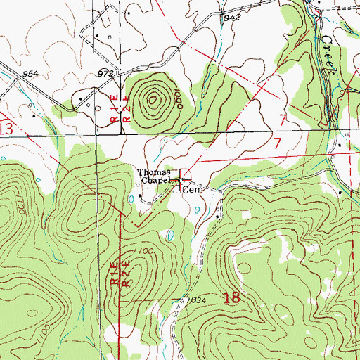Topographic Map of Thomas Chapel, MO