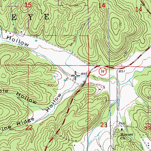 Topographic Map of Thomas Hollow, MO