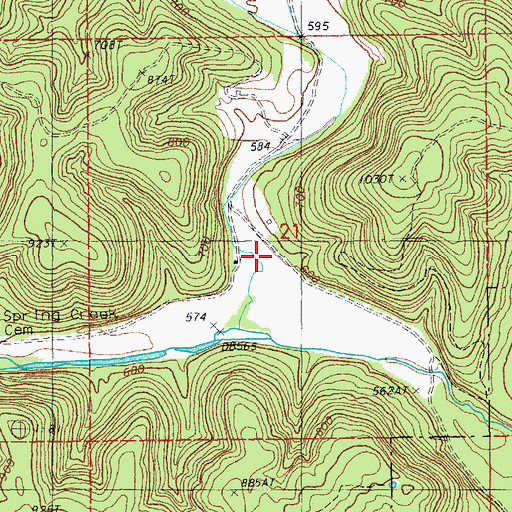 Topographic Map of Threemile Hollow, MO