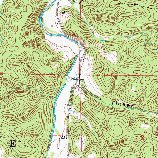 Topographic Map of Tinker Hollow, MO
