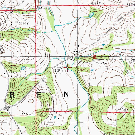 Topographic Map of Tom Branch, MO
