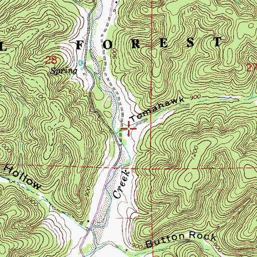 Topographic Map of Tomahawk Hollow, MO