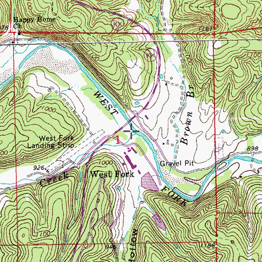 Topographic Map of Toms Creek, MO