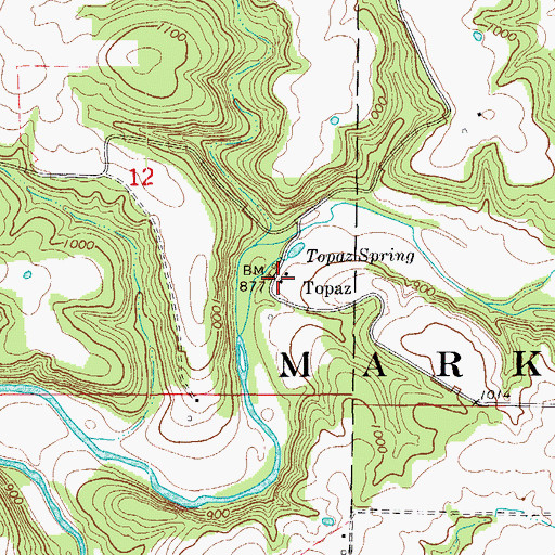 Topographic Map of Topaz, MO