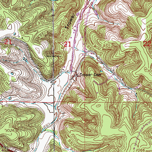 Topographic Map of Tower Cemetery, MO