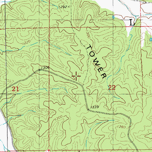 Topographic Map of Tower Hill, MO