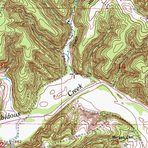 Topographic Map of Town Hollow, MO