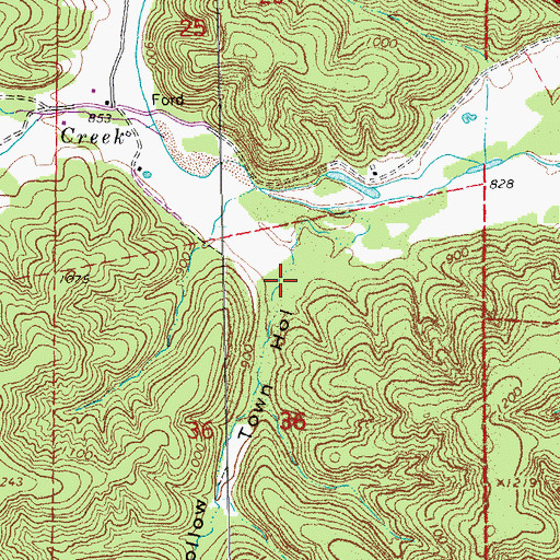 Topographic Map of Town Hollow, MO