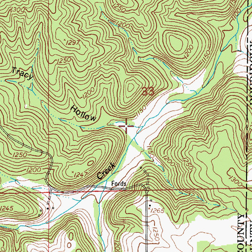 Topographic Map of Tracy Hollow, MO