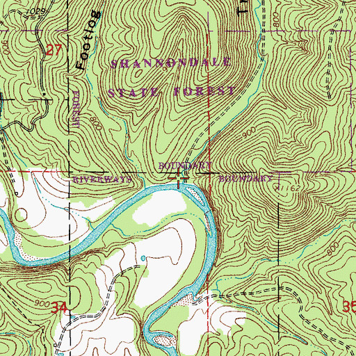 Topographic Map of Troublesome Hollow, MO