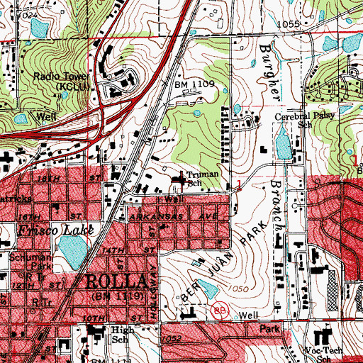 Topographic Map of Truman Elementary School, MO