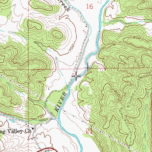 Topographic Map of Tucker Creek, MO