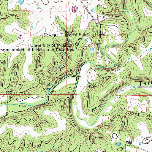 Topographic Map of Turkey Creek, MO