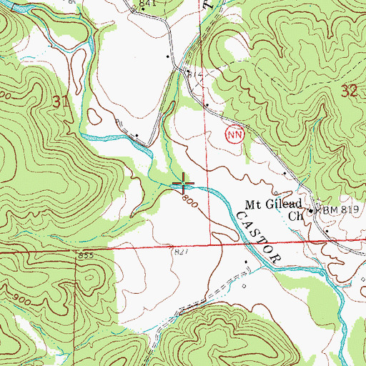 Topographic Map of Turkey Creek, MO