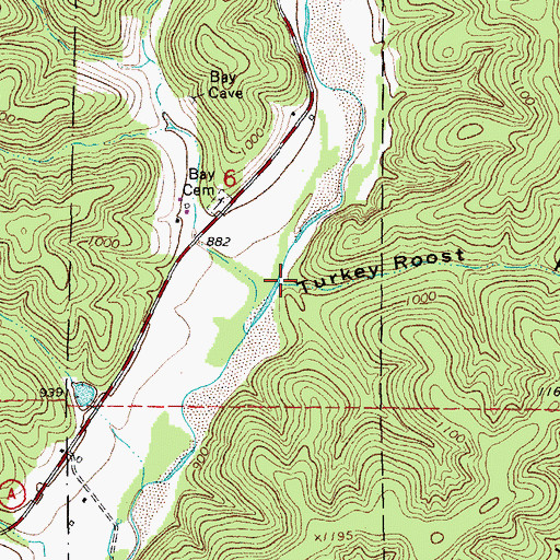 Topographic Map of Turkey Roost Hollow, MO
