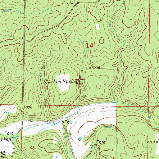 Topographic Map of Turkey Spring, MO