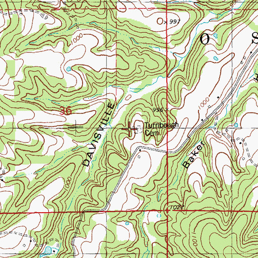 Topographic Map of Turnbough Cemetery, MO