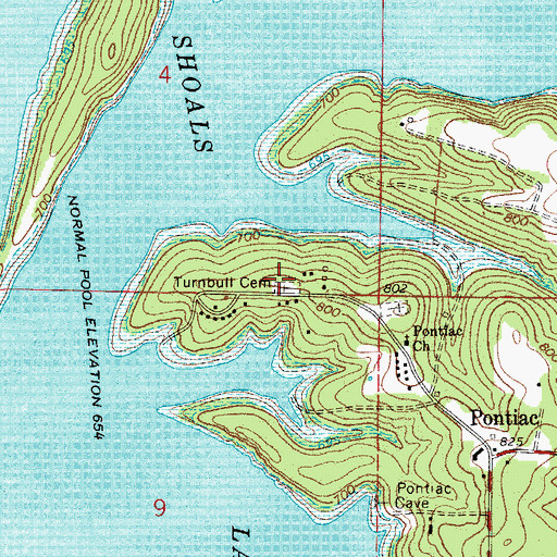 Topographic Map of Turnbull Cemetery, MO