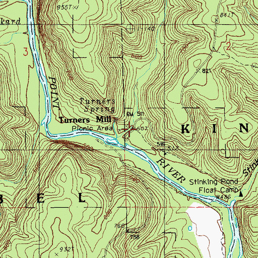 Topographic Map of Turners Mill, MO