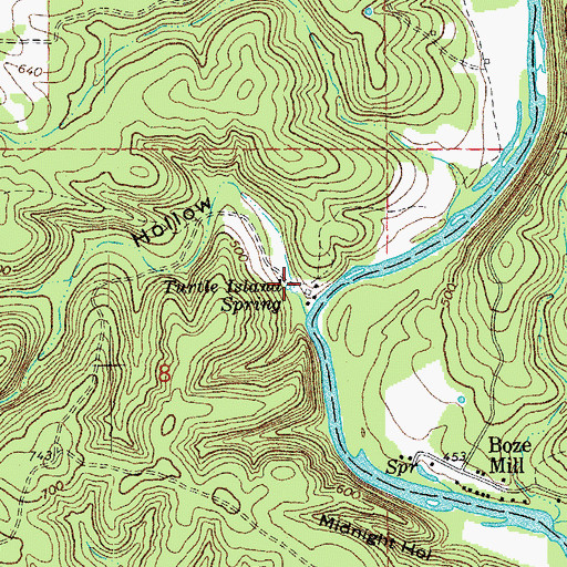 Topographic Map of Turtle Island Spring, MO