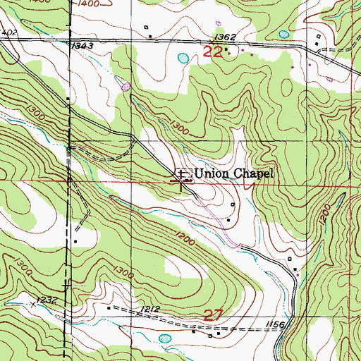 Topographic Map of Union Chapel, MO