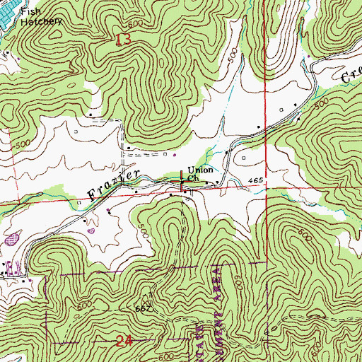 Topographic Map of Union Church, MO