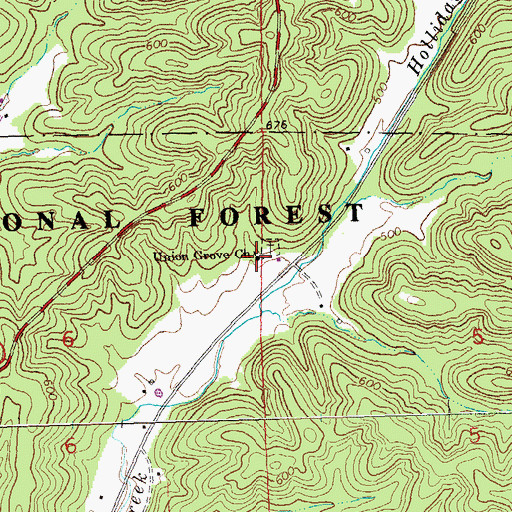 Topographic Map of Union Grove Church, MO