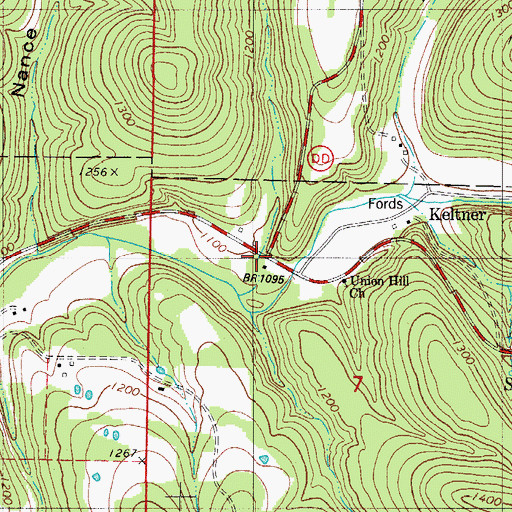 Topographic Map of Union Hill School, MO