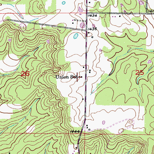 Topographic Map of Union School, MO