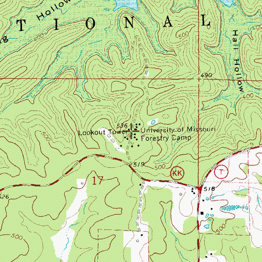 Topographic Map of University of Missouri Forestry Camp, MO
