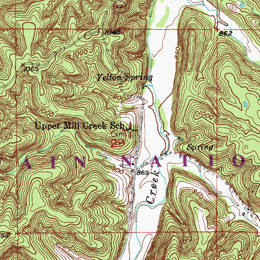 Topographic Map of Upper Mill Creek School, MO