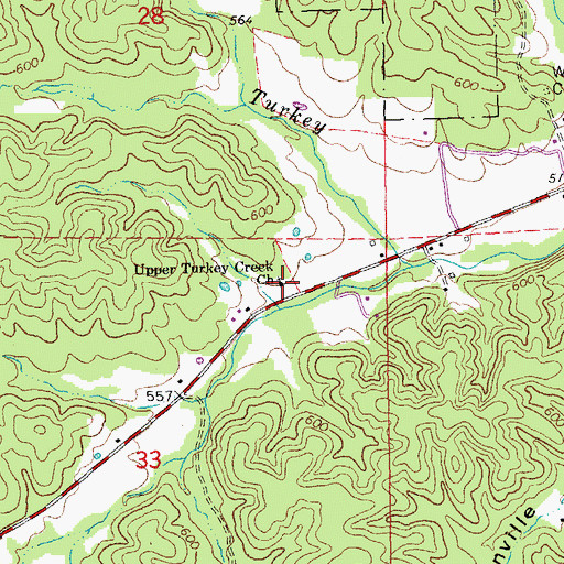 Topographic Map of Upper Turkey Creek Church, MO