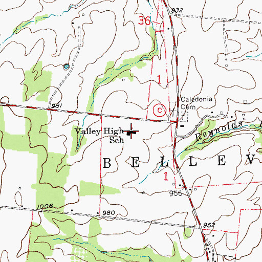 Topographic Map of Valley High School, MO
