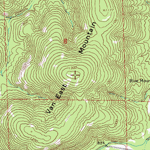 Topographic Map of Van East Mountain, MO