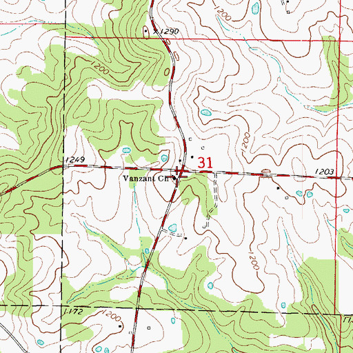 Topographic Map of Vanzant Church, MO