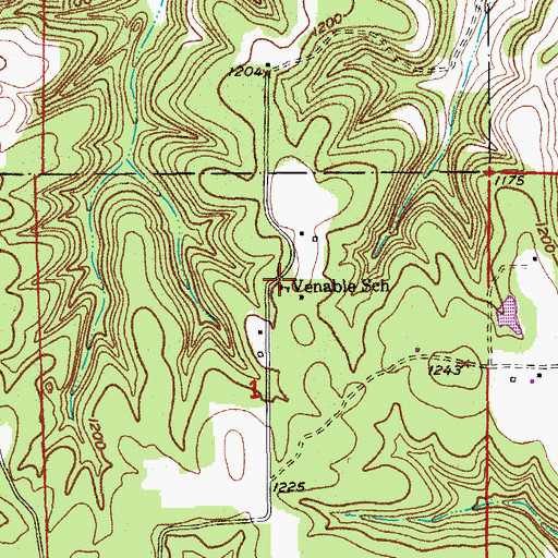 Topographic Map of Venable School, MO