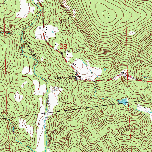 Topographic Map of Victory Church, MO