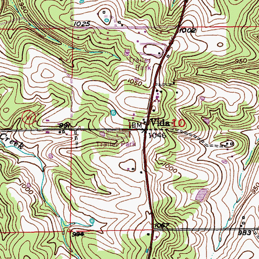 Topographic Map of Vida, MO
