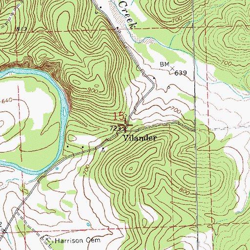 Topographic Map of Vilander, MO