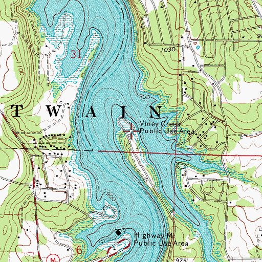 Topographic Map of Viney Creek Public Use Area, MO