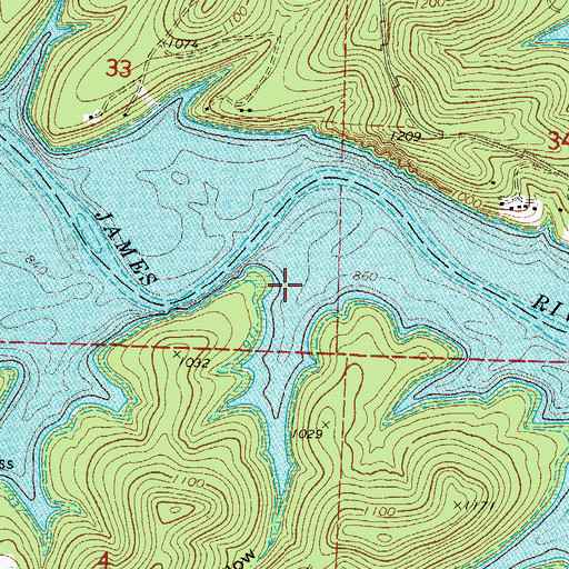 Topographic Map of Viney Hollow, MO