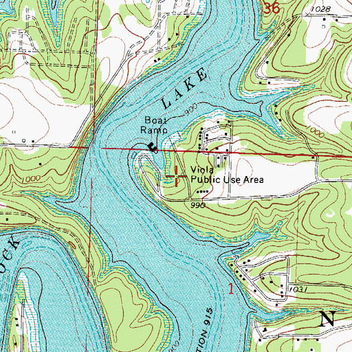 Topographic Map of Viola Public Use Area, MO