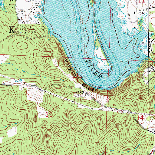 Topographic Map of Virgin Bluff, MO