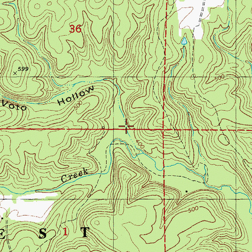 Topographic Map of Voto Hollow, MO